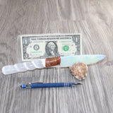 Selenite Spiral Handle Opalite Blade Ornamental Knife #20166     Mountain Man Knife