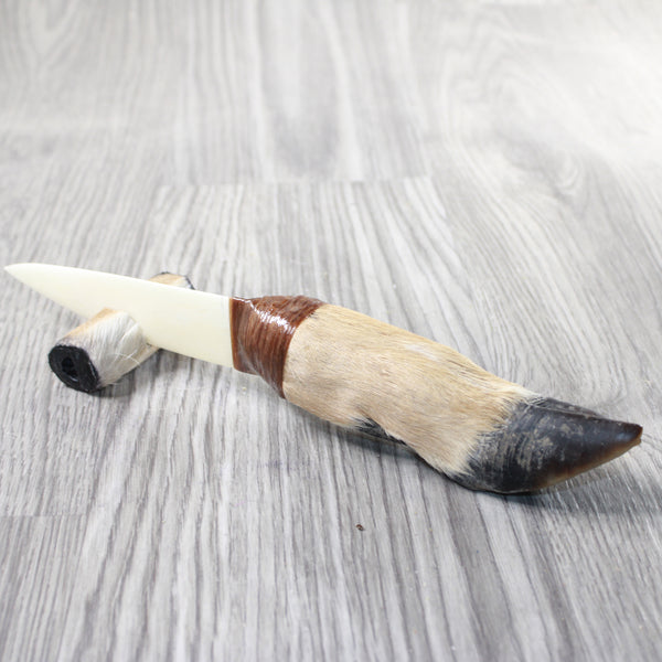 Deer Foot Handle Bone Blade Ornamental Knife #1458    Mountain Man Knife