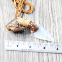 Grapevine Wood Handle Opalite  Blade Knife Necklace  #5458  Mountain Man Necklace