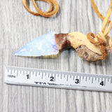 Grapevine Wood Handle Opalite  Blade Knife Necklace  #5458  Mountain Man Necklace