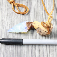 Grapevine Wood Handle Opalite  Blade Knife Necklace  #5458  Mountain Man Necklace