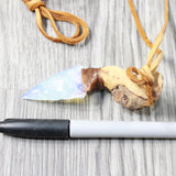 Grapevine Wood Handle Opalite  Blade Knife Necklace  #5458  Mountain Man Necklace