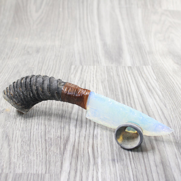 Springbok Horn Handle Opalite Blade Ornamental Knife #1458     Mountain Man Knife