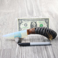Springbok Horn Handle Opalite Blade Ornamental Knife #1458     Mountain Man Knife