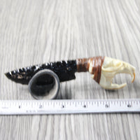 Muskrat Skull Handle Obsidian Blade Ornamental Knife #0558  Mountain Man Knife