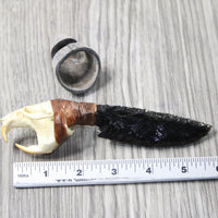 Muskrat Skull Handle Obsidian Blade Ornamental Knife #0558  Mountain Man Knife