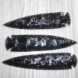 3 Obsidian Ornamental Spearheads  #966     Arrowhead