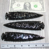 3 Obsidian Ornamental Spearheads  #966     Arrowhead