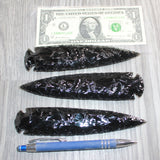 3 Obsidian Ornamental Spearheads  #966     Arrowhead