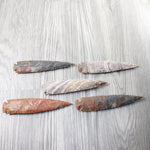 5 Stone Ornamental Spearheads  #0558     Agate Jasper Arrowheads
