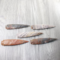 5 Stone Ornamental Spearheads  #0558     Agate Jasper Arrowheads
