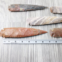 5 Stone Ornamental Spearheads  #0558     Agate Jasper Arrowheads