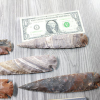 5 Stone Ornamental Spearheads  #0558     Agate Jasper Arrowheads