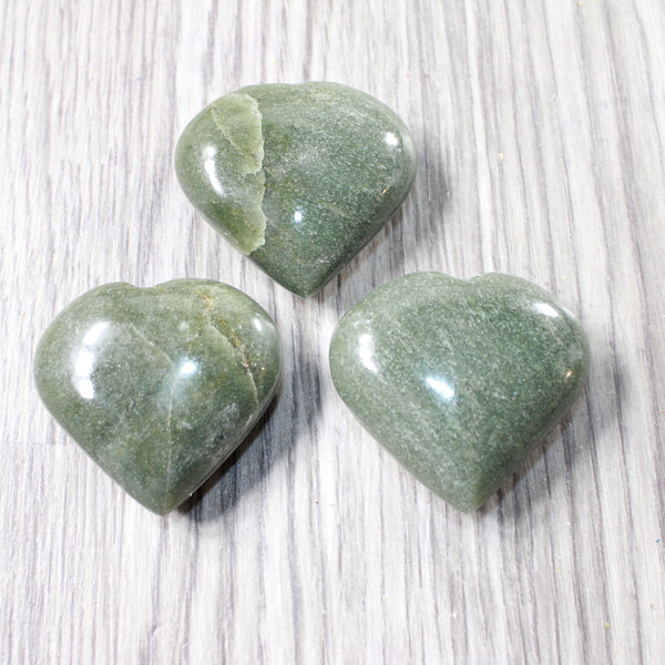 3 Aventurine Hearts Combined Weight of   318  Grams   #4558    Gemstone Hearts