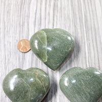 3 Aventurine Hearts Combined Weight of   318  Grams   #4558    Gemstone Hearts