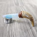 Goat Horn Handle Opalite Blade Ornamental Knife #6558     Mountain Man Knife