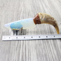 Goat Horn Handle Opalite Blade Ornamental Knife #6558     Mountain Man Knife