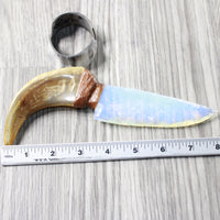 Goat Horn Handle Opalite Blade Ornamental Knife #6558     Mountain Man Knife