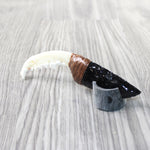 Fox Jaw Handle Obsidian Blade Ornamental Knife #1658  Mountain Man Knife