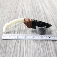 Fox Jaw Handle Obsidian Blade Ornamental Knife #1658  Mountain Man Knife