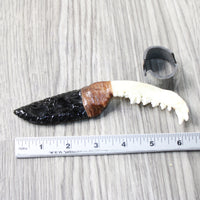 Fox Jaw Handle Obsidian Blade Ornamental Knife #1658  Mountain Man Knife