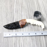 Fox Jaw Handle Obsidian Blade Ornamental Knife #1658  Mountain Man Knife