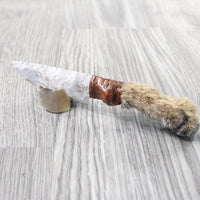 Bobcat Foot Handle Stone Blade Ornamental Knife #2658    Mountain Man Knife