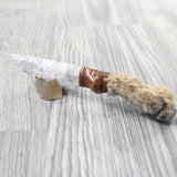 Bobcat Foot Handle Stone Blade Ornamental Knife #2658    Mountain Man Knife