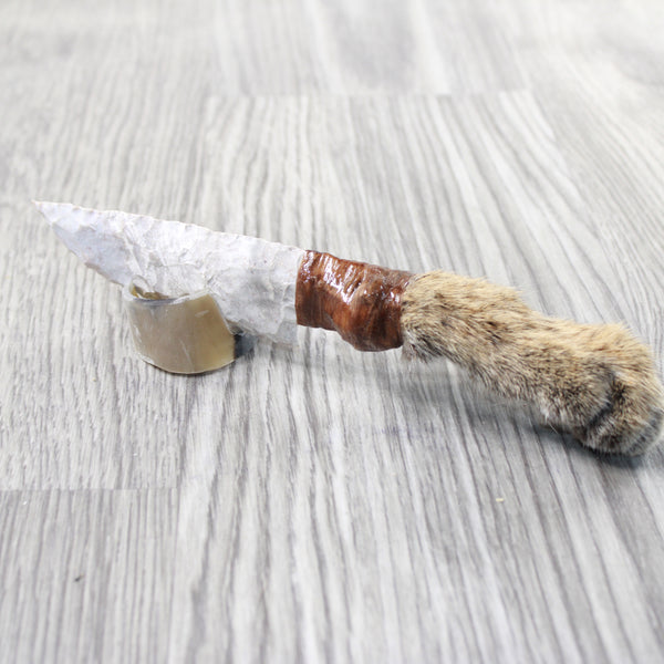 Bobcat Foot Handle Stone Blade Ornamental Knife #2658    Mountain Man Knife
