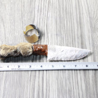 Bobcat Foot Handle Stone Blade Ornamental Knife #2658    Mountain Man Knife