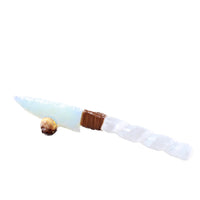 Selenite Spiral Handle Opalite Blade Ornamental Knife #3658     Mountain Man Knife
