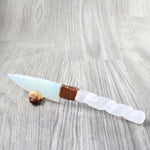 Selenite Spiral Handle Opalite Blade Ornamental Knife #3658     Mountain Man Knife
