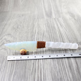 Selenite Spiral Handle Opalite Blade Ornamental Knife #3658     Mountain Man Knife