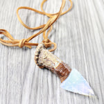 Antler Crown Handle Opalite  Blade Knife Necklace  #5658  Mountain Man Necklace