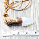 Antler Crown Handle Opalite  Blade Knife Necklace  #5658  Mountain Man Necklace
