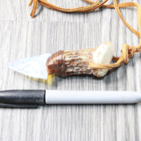Antler Crown Handle Opalite  Blade Knife Necklace  #5658  Mountain Man Necklace