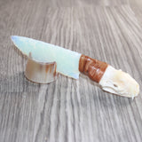 Mink Skull Handle Opalite Blade Ornamental Knife #07466     Mountain Man Knife
