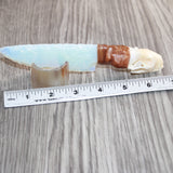 Mink Skull Handle Opalite Blade Ornamental Knife #07466     Mountain Man Knife
