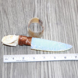Mink Skull Handle Opalite Blade Ornamental Knife #07466     Mountain Man Knife