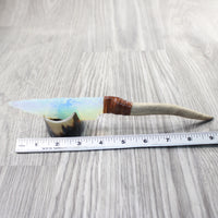 Reindeer Antler Handle Opalite Blade Ornamental Knife #1758     Mountain Man Knife