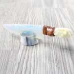Mink Skull Handle Opalite Blade Ornamental Knife #3758     Mountain Man Knife