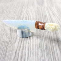 Mink Skull Handle Opalite Blade Ornamental Knife #3758     Mountain Man Knife
