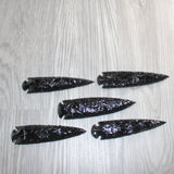 5 Obsidian Ornamental Spearheads  #166     Arrowhead