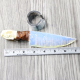 Mink Skull Handle Opalite Blade Ornamental Knife #3758     Mountain Man Knife