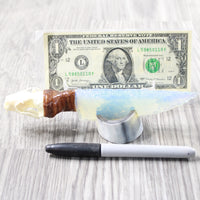 Mink Skull Handle Opalite Blade Ornamental Knife #3758     Mountain Man Knife