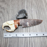 Muskrat Skull Handle Stone Blade Ornamental Knife #08566    Mountain Man Knife
