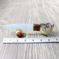 Puffer Fish Handle Opalite Blade Ornamental Knife #6758     Mountain Man Knife