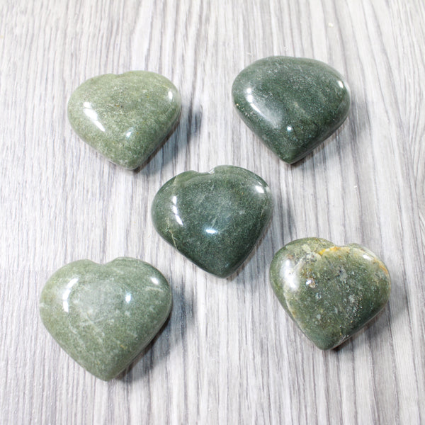 5 Aventurine Hearts Combined Weight of   540  Grams   #9758    Gemstone Hearts