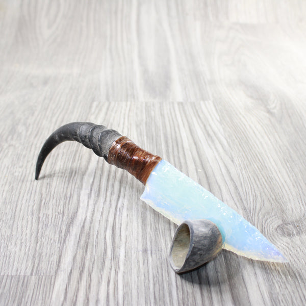 Springbok Horn Handle Opalite Blade Ornamental Knife #6758     Mountain Man Knife