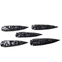 5 Obsidian Ornamental Spearheads  #7758     Arrowhead